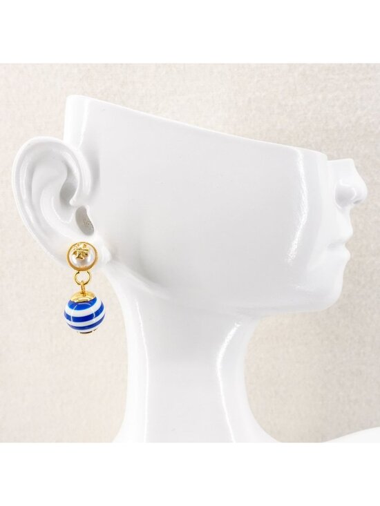Tory Burch Blue Fashion Earrings for sale | eBay Tory Burch Saher Logo Drop Earrings Blue and White OS
